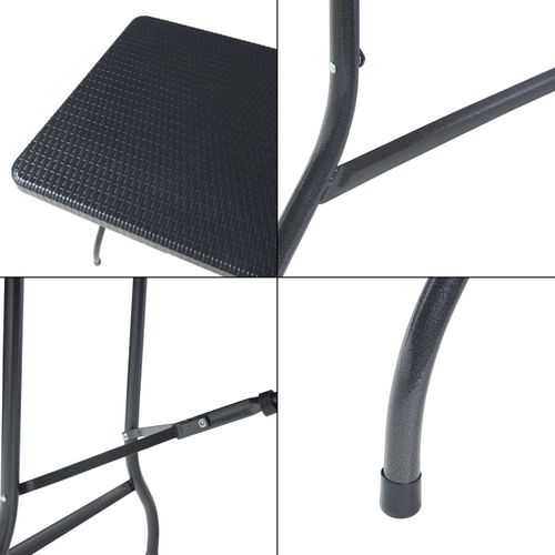 Table De Camping Pliante 180 X 75 X 72 Cm Effet Rotin Noir 03_0011001