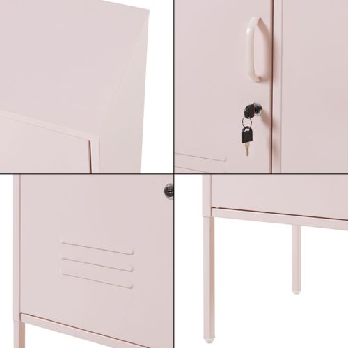 Table De Chevet Table De Nuit Commode Meuble De Rangement 82 X 35 X 35 Cm Acier Rose