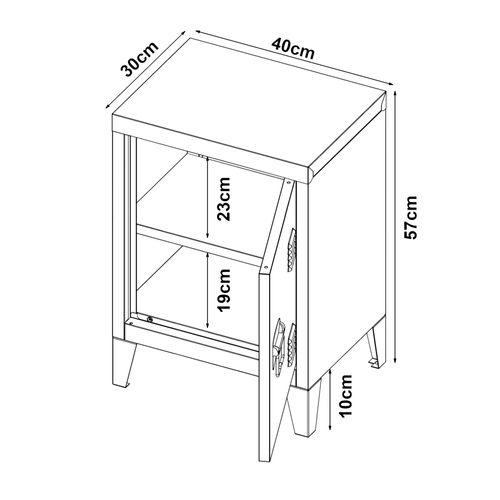 Table De Chevet Table De Nuit Commode Meuble De Rangement 57 X 40 X 30 Cm En Acier
