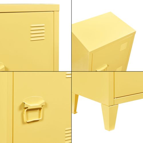 Table De Chevet Table De Nuit Commode Meuble De Rangement En Acier Laminé