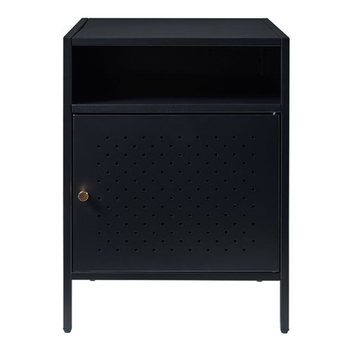 Table De Chevet Table De Nuit Commode Meuble De Rangement Acier 55 X 40 X 40 Cm Noir