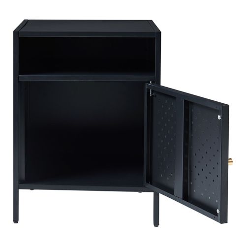 Table De Chevet Table De Nuit Commode Meuble De Rangement Acier 55 X 40 X 40 Cm Noir