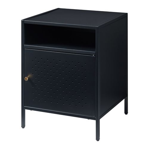 Table De Chevet Table De Nuit Commode Meuble De Rangement Acier 55 X 40 X 40 Cm Noir