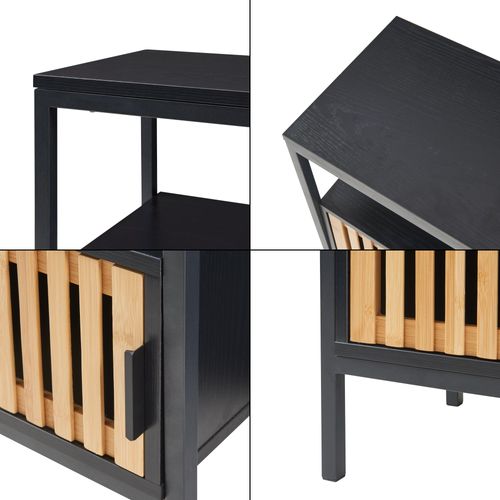 Table De Chevet Table De Nuit Commode Meuble De Rangement 58 X 40 X 33 Cm Noir 03_001