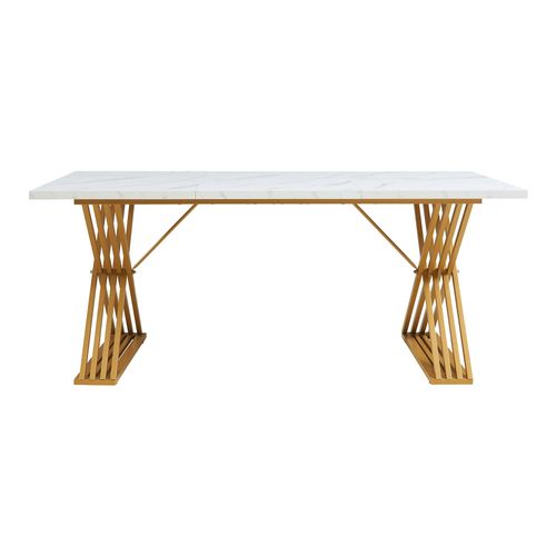 Table Salle à Manger Pour 6 Personnes Effet Marbre Blanc 03_0011100