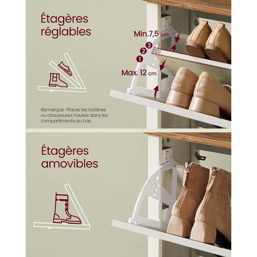 Meuble à Chaussures à 3 Abattants Placard De Rangement 24 X 87 X 123,6 Cm Autoportant