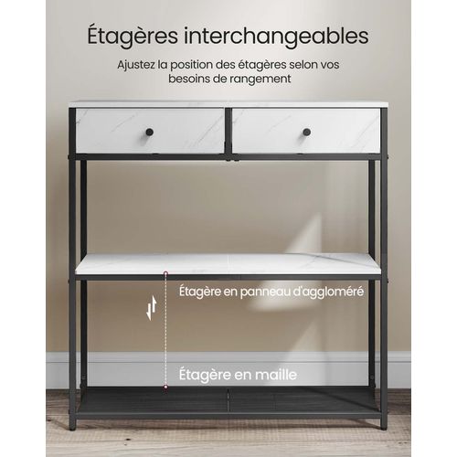 Table Console D'entrée Étroite Avec 2 Tiroirs En Tissu Meuble Console Bout De Canapé