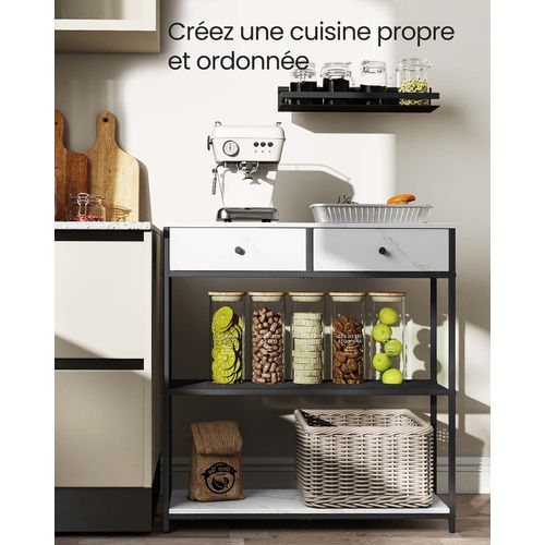 Table Console D'entrée Étroite Avec 2 Tiroirs En Tissu Meuble Console Bout De Canapé