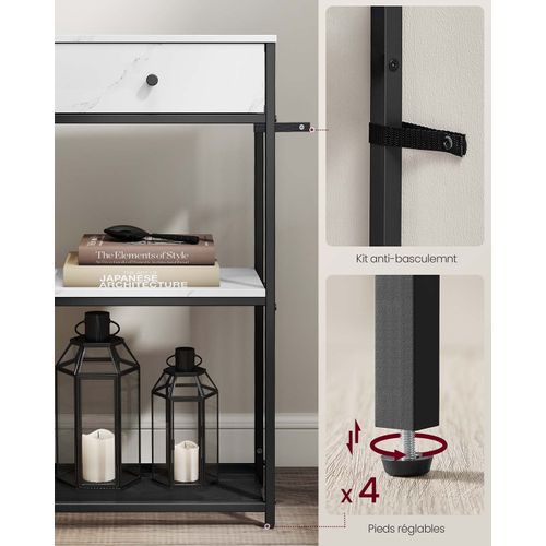 Table Console D'entrée Étroite Avec 2 Tiroirs En Tissu Meuble Console Bout De Canapé