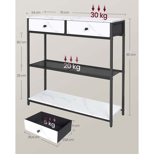 Table Console D'entrée Étroite Avec 2 Tiroirs En Tissu Meuble Console Bout De Canapé