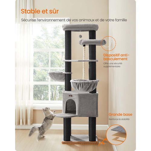Grand Arbre à Chat Tour De Jeux Pour Chat à Plusieurs Niveaux 55 X 55 X 186,7 Cm