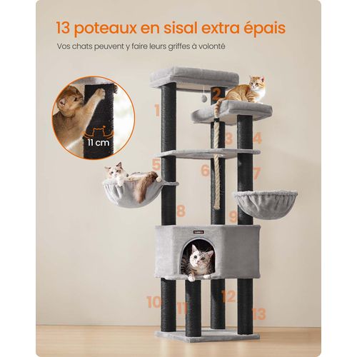 Grand Arbre à Chat Tour De Jeux Pour Chat à Plusieurs Niveaux 55 X 55 X 186,7 Cm