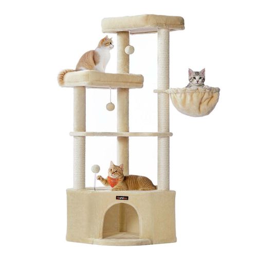 Arbre à Chat 485 X 485 X 1407 Cm Tour De Jeux Pour Chats Avec Niche Grandes Plateforme