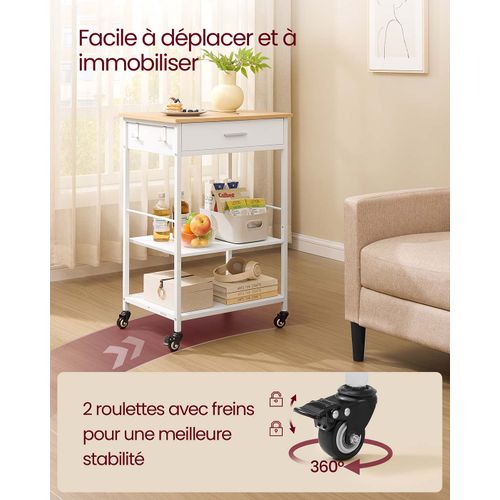 Desserte De Cuisine à Roulettes Îlot De Cuisine Mobile 45 X 60 X 90 Cm Avec Tiroir 2