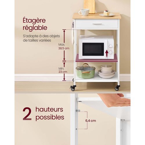 Desserte De Cuisine à Roulettes Îlot De Cuisine Mobile 45 X 60 X 90 Cm Avec Tiroir 2