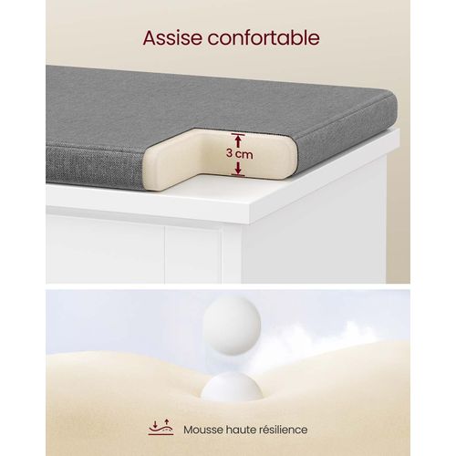 Banc à Chaussures Rembourré Meuble D’entrée Sur 3 Niveaux Pour 6 Paires De Chaussures