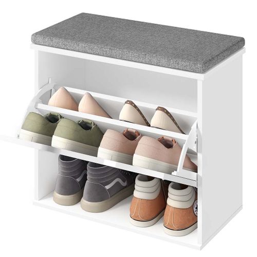 Banc à Chaussures Rembourré Meuble D’entrée Sur 3 Niveaux Pour 6 Paires De Chaussures