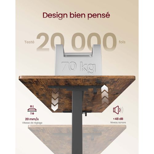 Bureau Électrique Réglable En Hauteur 140 X 70 Cm Support D'écran à Montage Flexible