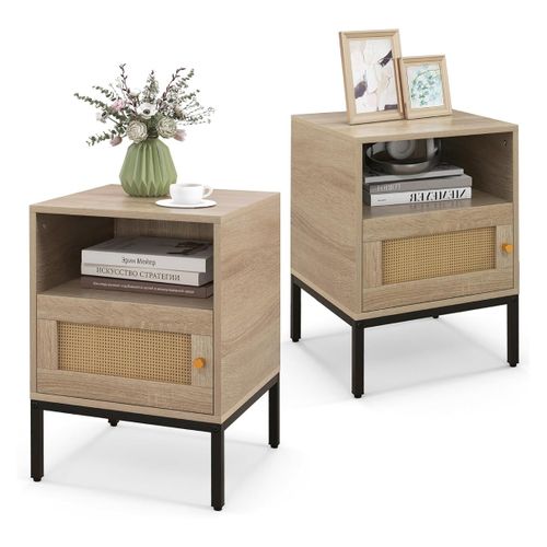 Lot De 2 Tables De Chevet 40 X 40 X 57 Cm Avec Rangement Open Shelf Et Durabilité