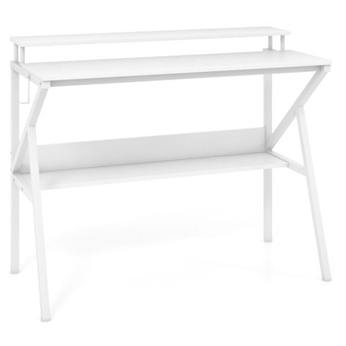Bureau Compact 100 X 48 X 81,5 Cm Support Moniteur Ergonomique Avec Rangement Design