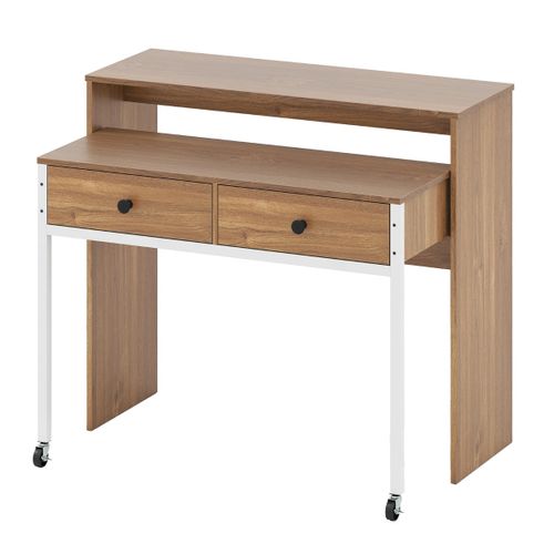 Bureau Rétractable Multifonction 100 X 63 X 88 Cm Gain De Place 2 Tiroirs Design Cont