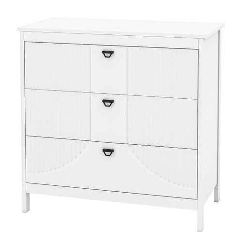 Commode Avec 3 Tiroirs 80 X 40 X 79 Cm Stable Et Sécurisée Style Moderne En Mdf Blanc