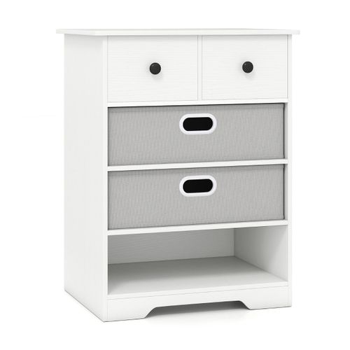 Commode à 4 Tiroirs Spacieuse 58 X 41,9 X 75,9 Cm Avec Étagère Ouverte Pour Solution