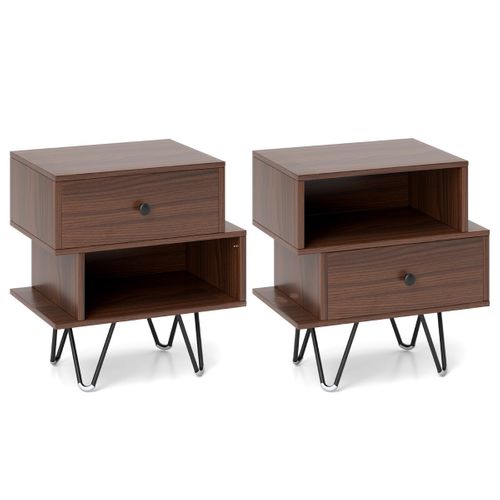Lot De 2 Tables De Chevet Modernes 44 X 29 X 47 Cm Rangement Pratique Esthétique