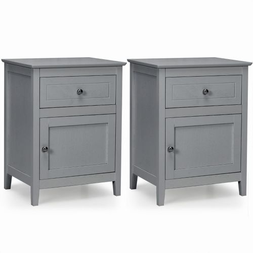 Lot De 2 Tables De Chevet 48 X 38 X 63,5 Cm Avec Tiroir Coulissant Design Moderne