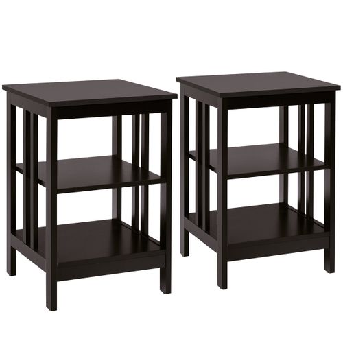 Lot De 2 Tables De Chevet Moderne 40 X 40 X 61 Cm Avec Espace De Rangement