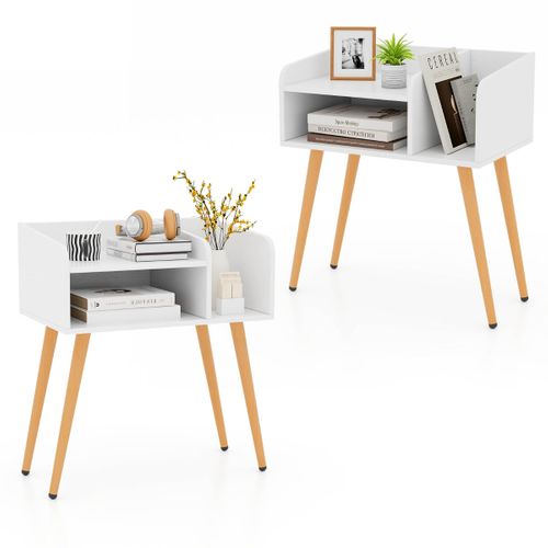 Lot De 2 Tables De Chevet Modernes à 2 Niveaux 50 X 32 X 58 Cm Avec Rangement Ouvert