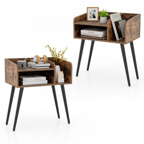 Lot De 2 Tables De Chevet Modernes 50 X 32 X 58 Cm Avec Rangement à 2 Niveaux Et Pied
