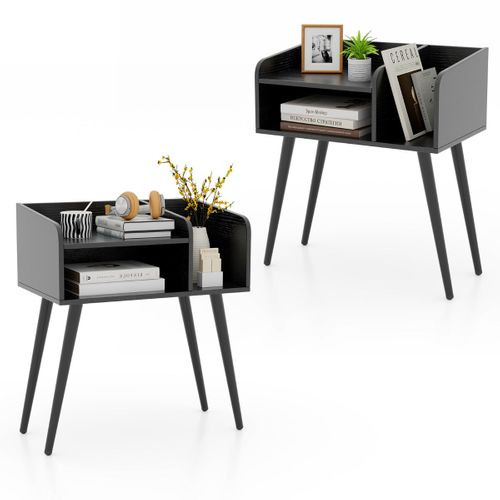Lot De 2 Tables De Chevet Modernes 50 X 32 X 58 Cm Rangement à 2 Niveaux