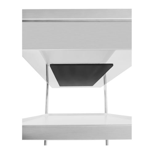 Chariot De Service Acier Vaisselle Inoxydable 2 Plateaux Et 1 Bac 500 Kg Max Tubes Ro