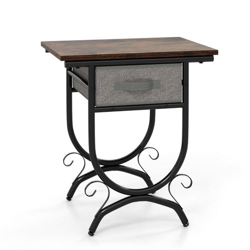 Table De Nuit Compacte Avec Tiroir En Tissu Pour Coin Cosy 48 X 35 X 53 Cm