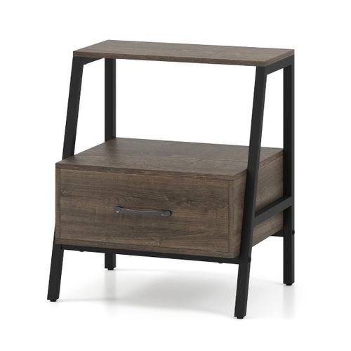 Table De Nuit Avec Tiroir 45 X 35 X 52,5 Cm Rangement Pratique Style Ferme