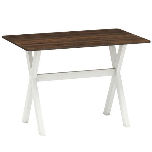 Table à Manger Moderne 110 X 71 X 76 Cm Pratique Et Stable En Bois De Caoutchouc Blanc