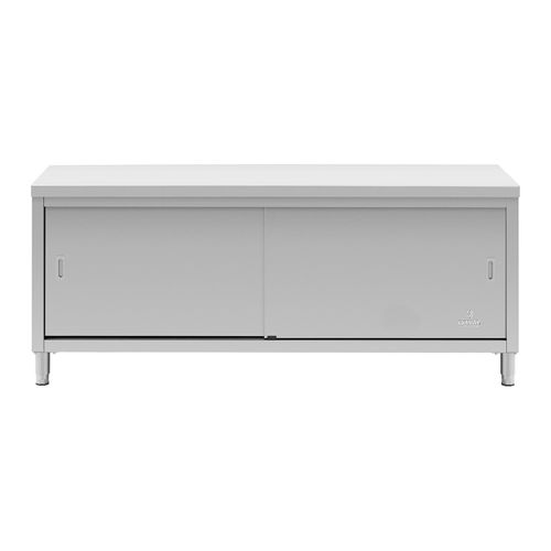 Meuble Bas En Acier Inoxydable Plan De Travail Cuisine Armoire Avec Portes Coulissant