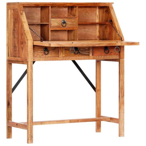 Bureau Table Meuble Travail Informatique 90 Cm Bois D'acacia Massif 0502104