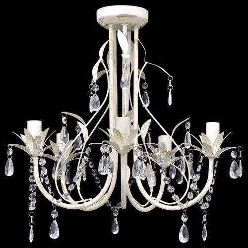 Lustre Antique Cristal 42,5 Cm - Blanc