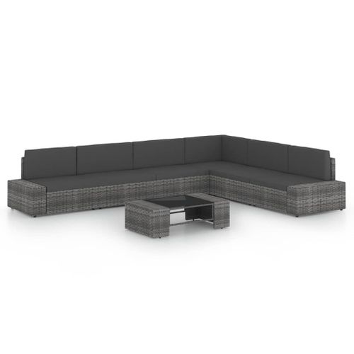 Salon De Jardin Meuble D'extérieur Ensemble De Mobilier 7 Pièces Avec Coussins Gris R