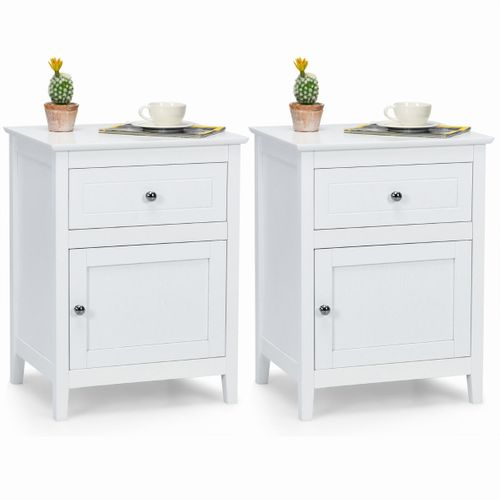 Lot De 2 Tables De Chevet 48 X 38 X 63,5 Cm Design Moderne Avec Tiroir Et Rangement