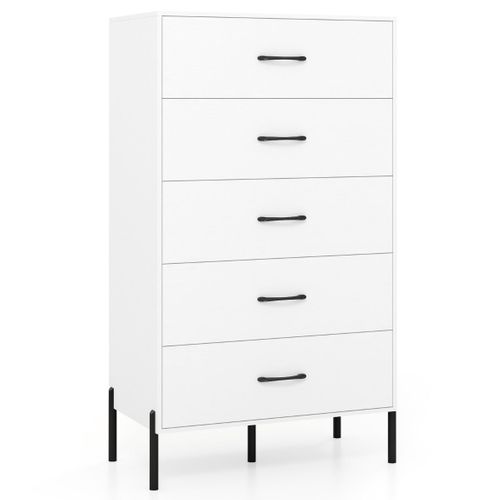 Commode à 5 Tiroirs 71 X 40 X 125 Cm Espace De Rangement Spacieux Design Moderne