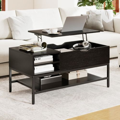 Table Basse Rectangulaire 99,5 X 49,5 X 47,5 Cm Pratique Avec Rangement Moderne