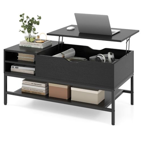 Table Basse Rectangulaire 99,5 X 49,5 X 47,5 Cm Pratique Avec Rangement Moderne