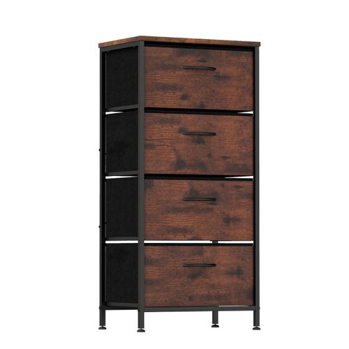 Commode à 4 Tiroirs Lot De 1 45 X 30 X 95 Cm Rangement Élégant Sécurité Renforcée