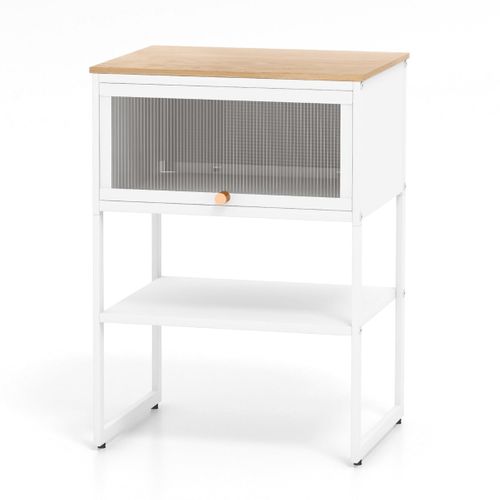 Table De Nuit Compacte 40 X 32 X 56 Cm Avec Porte Rabattable Pratique Design Moderne
