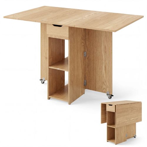 Table Pliante Extensible 120 X 72 X 75 Cm Avec Rangement Pratique Pour Bureau