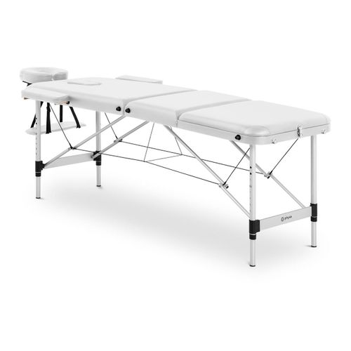 Table De Massage Cadre Aluminium Revêtement Pvc Pliante Blanche 14_0003637