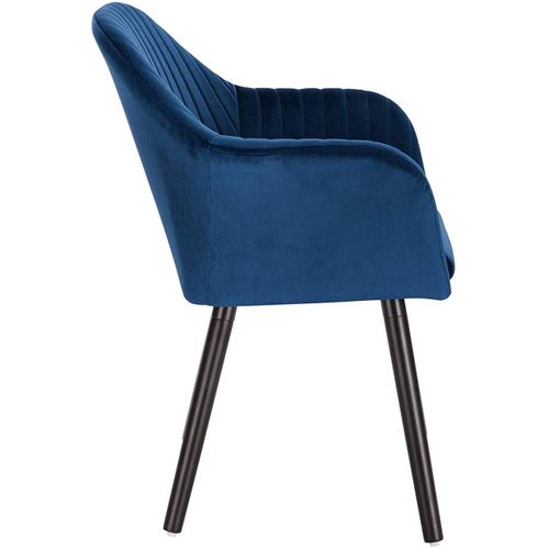 Fauteuil Lounge Chaise De Salle à Manger Velours Et Bois Bleu 19_0000193